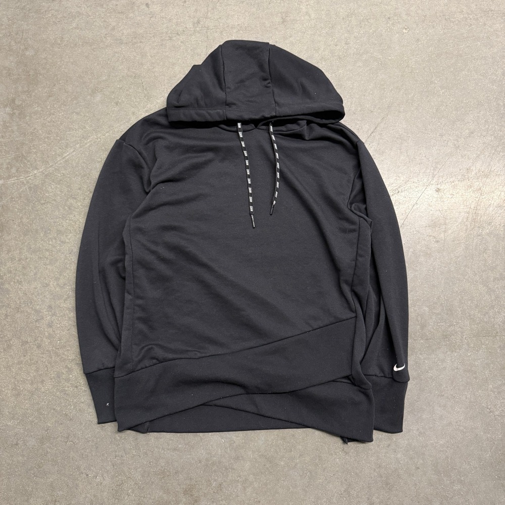 Nike Dri-FIT Hoodie Womens Small Black Crossover Hem Pullover Sweatshirt 2870